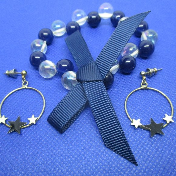 Blue White Bracelet Enamel Earring & Free Earrings - Picture 7 of 8